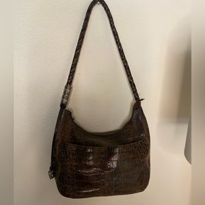 Brighton Brown Croc-Embossed Shoulder Bag